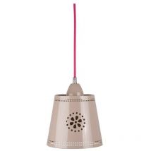 Liebevoll designte Hängeleuchte, Landhaus Stil, Metallschirm beige Ø17,5