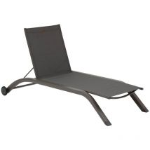 Liegestuhl Jimani anthrazit & graphit 2 Räder aus Aluminium und Texalin - Hespéride