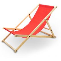 Bituxx - Liegestuhl Sonnenliege Gartenliege Holzliege Strandliegestuhl Campingstuhl Holz Klappbar (Rot)