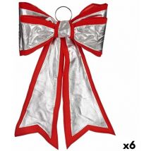Noel ornement noeud 40 x 60 cm argent rouge pvc (6 unités)