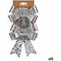 Boucle d'ornement de Noël imprimée en pvc argenté 15 x 4 x 16 cm (12 unités)