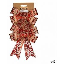 Ornement de Noël noeud imprimé rouge or pvc 15 x 4 x 16 cm (12 unités)