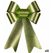 Ornement de Noël noeud vert pvc 16 x 24 x 4 cm (12 pièces)