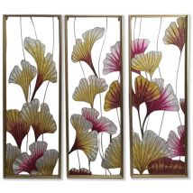 Lienzo dkd home decor 3 piezas tropical hoja de planta (122 x 3 x 122 cm)