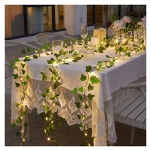 Lierre artificiel, feuille Guirlande lumineuse, 2M 20 led decoration chambre aesthetic Vert Feuille, guirlandes lumineuses pour Célébration, Mariage,