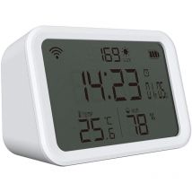 Lifcausal - Tuya – détection de température et d'humidité, WiFi, capteur intelligent 4 en 1, réveil