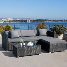 5PCS Salon de Jardin,Salon de Balcon en Rotin,Ensemble Meubles de Jardin en Rotin PE,Ensemble de Mobilier de Terrasse,Ensemble de Canapés en Rotin