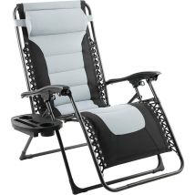 Liferun - Chaises Longues de Jardin Pliables, Chaise Longue inclinable avec Support de Gobelet, Chaise de Jardin avec Appuie Tête, Fauteuil Relax,