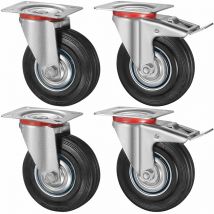 Confezione da 4 ruote per carichi pesanti, rotelle girevoli da 160 mm con freno, fino a 600 kg, rotelle per pallet, ruotabili a 360°, nessuna