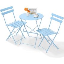 Liferun - Ensemble de Bistro 3 pièces, Table de Jardin avec 2 chaises Pliantes, Set Balcon en métal, Ensemble Table Chaise Jardin Pliables, Meubles