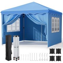 LIFERUN Gazebo 3x3m Pieghevole Impermeabile, Gazebo Esterno Resistente, 4 Sacchi di Sabbia, UV 50+ Gazebo da Giardino, Tenda da Giardino con 4 pareti