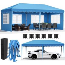 LIFERUN Gazebo 3x6 Pieghevole Impermeabile, Gazebo Esterno Resistente 420D Oxford Ispessente, Tendone con 4 Pannelli Laterali, Protezione UV 50+,