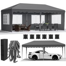 Liferun - Gazebo 3x6 Pieghevole Impermeabile, Gazebo Esterno Resistente 420D Oxford Ispessente, Tendone con 4 Pannelli Laterali, Protezione uv 50+,
