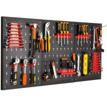 Liferun - Porte Outils Mural 120 x 60 x 2 cm, Panneau Rangement Outils avec 17 Pièces Crochets et Supports, Tableau Outils pour Ateliers Garage