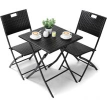 Set di mobili da balcone Bistro, mobili da balcone in rattan, set da 3 pezzi, tavolo da balcone pieghevole con 2 sedie, set di mobili da balcone,