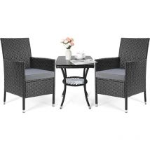 Set Mobili da Giardino in Rattan 3 pezzi,Poltrone Giardino,Salottino da Esterno,Rattan Giardino Set,Poltrone in Polyrattan,Set Mobili da Balcone,