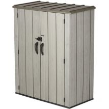 Kunststoff Geräte- und Gartenschrank in Holzoptik, dunkelgrau, 70 x 136 x 172 cm - Lifetime