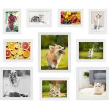 Liferun - lifurun Cornice portafoto per 10 Foto da 20 x 25 cm, 20 x 20 cm, 13 x 18 cm, 10 x 15 cm, da Appendere in Plastica Bianca