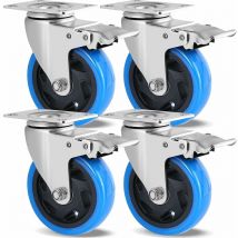 Lifurun Set di 4 ruote girevoli, robuste ruote con freno, ruote di mobili da 100 mm, rotazione a 360 °, ruote industriali 450 kg di carico capacità