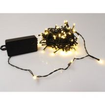 Dmail - Smart light led - 10 m - 100 lamps white warm - green cable - modulator - batteries not included - batteries not included