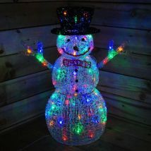 Premier Decorations - light up 76cm acrylic Christmas snowman with 88 multi colour led Lights