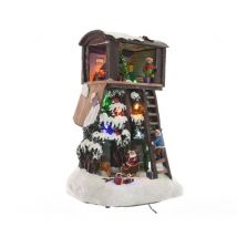 Light Up led Christmas Decoration - Tree House with Santa