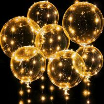 Lighted Balloons, 7 Packs 20 Inch Valentine Bobo Balloons with 10ft led String Lights for Valentine's Day Wedding Christmas Birthday Party (Warm