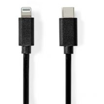 Nedis - Lightning Câble usb 2.0 Apple Lightning à 8 broches usb-c Mâle 480 Mbps Plaqué nickel 1.00 m Rond pvc Noir Label