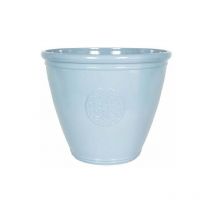 La Hacienda - 45cm Large Eden Emblem Plant Pot - Plastic - L45 x W45 x H38 cm - Blue