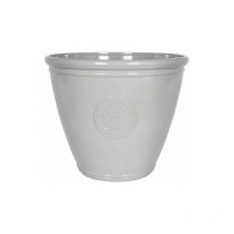 La Hacienda - 45cm Large Eden Emblem Plant Pot - Plastic - L45 x W45 x H38 cm - Grey