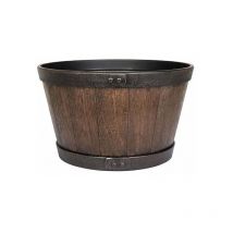 La Hacienda - 45cm Large Oban Whiskey Barrel - Plastic - L45 x W45 x H26 cm - Dark Oak
