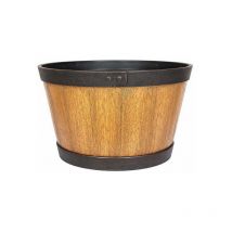 La Hacienda - 45cm Large Oban Whiskey Barrel - Plastic - L45 x W45 x H26 cm - Light Oak