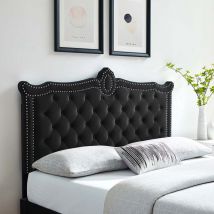 Lika Black Plush Small Single 26 inch Strutted Headboard
