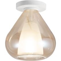 Lila - Runde Deckenleuchte D.20cm Fabas Luce - Wandleuchte mit E27 LED-Glühbirne MAX 40W - Bernstein