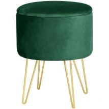 Akord - Pouf lili aus Samtstoff mit Stauraum in Flaschengrün Durchmesser 35 cm Höhe 45 cm