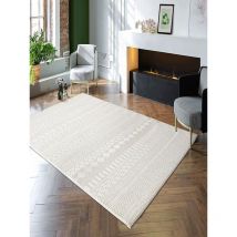 Lima Designer Teppich, weich, waschbar, Flor aus 100% recyceltem Polyester, Creme, 160 x 230 cm - The Carpet
