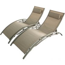 Concept-usine - Limea Transat Cappuccino ajustable et empilable 2 pièces avec pieds acier