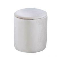 Limpen Pouf Ø32cm Velour mit Aufbewahrung weiß.