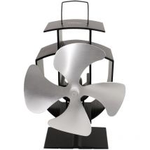 Lincsfire 4 Blades Eco Friendly Stove Fan Heat Powered for Wood Burner/Fireplace Silver