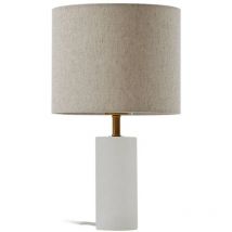 Lindby - Lámpara de mesa 'Alabaster' en Blanco Textura, Tela, Tejido, Seda