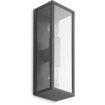 Lindby Außenwandleuchte Peldar 2-flammig IP44 Aluminium Dunkelgrau 38cm E27 Fassung Außenbeleuchtung für Terrasse Garten Balkon