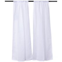 Linder 0323 /10/415 - Coppia di tende a vetro dritte in stamigna con passante per astine, colore: Bianco 55X90