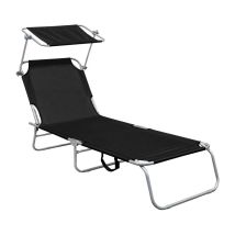 Klappbarer Gartenliege mit Baldachin Schwarz - Linder Exclusiv