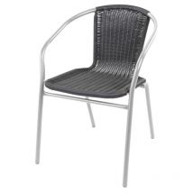 Poly Rattan Gartenstuhl Terrasse Stuhl Silber/Schwarz - Linder Exclusiv