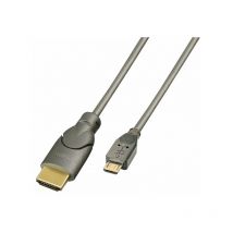 Lindy - 0.5m hdmi - usb 2.0 Micro b m/m 0,5 m Micro usb Negro, Antracita