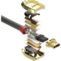 Câble de raccordement LINDY HDMI Fiche mâle HDMI-A, Fiche mâle HDMI-A 10.00 m gris 37866 Câble HDMI C143031