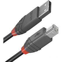 USB-Kabel usb 2.0 usb-a Stecker, usb-b Stecker 0.50 m Schwarz, Grau 36671 - Lindy