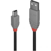 USB-Kabel usb 2.0 usb-a Stecker, USB-Mini-B Stecker 0.50 m Schwarz, Grau 36721 - Lindy