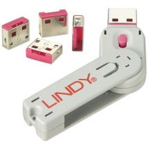 Lindy - clé de déverrouillage usb + 4 verrous usb, rouge 40450
