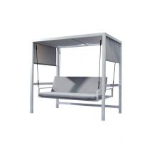 Dondolo 3 posti reclinabile, con gazebo bianco grigio Olefin
